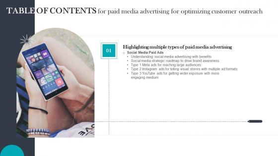 Paid Media Advertising For Optimizing Customer Outreach Table Of Contents Ideas Pdf