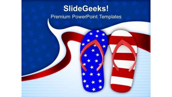 Pair Of Flip Flops Americana PowerPoint Templates Ppt Backgrounds For Slides 0413