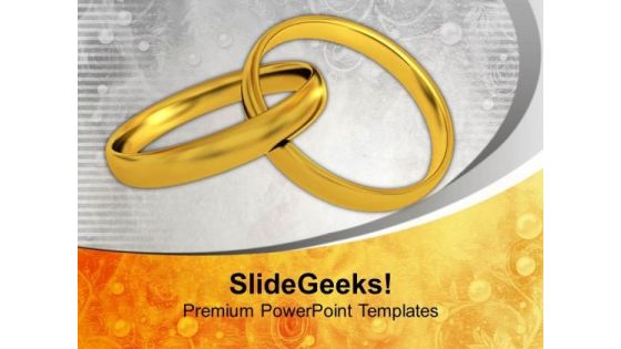 Pair Of Golden Rings Wedding PowerPoint Templates Ppt Backgrounds For Slides 0113