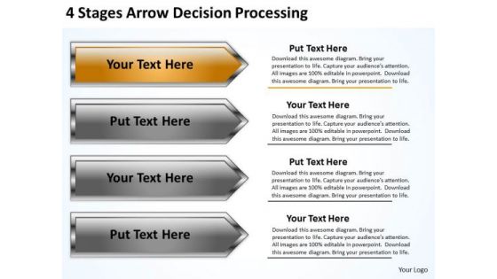 Parallel And Serial Processing 4 Stages Arrow Decision PowerPoint Slides