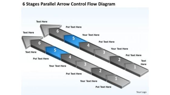 Parallel Arrow Control Flow Diagram Business Plan Template For Restaurant PowerPoint Slides