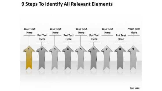 Parallel Arrows PowerPoint 9 Steps To Identify Relevant Elements Templates