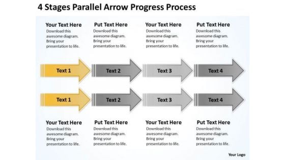 Parallel Data Processing 4 Stages Arrow Progress PowerPoint Slides