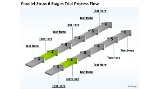 Parallel Data Processing Steps 6 Stages Trial Flow PowerPoint Templates
