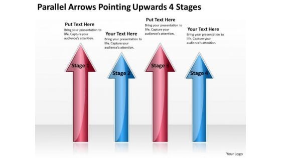 Parallel Distributed Processing Arrows Pointing Upwards 4 Stages PowerPoint Templates