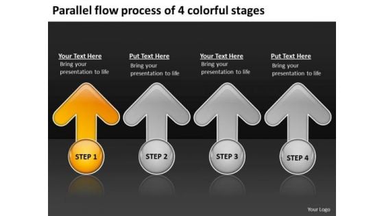 Parallel Flow Process Of 4 Colorful Stages Quick Business Plan PowerPoint Slides