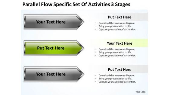 Parallel Flow Specific Set Of Activities 3 Stages Business Pro Plan PowerPoint Templates