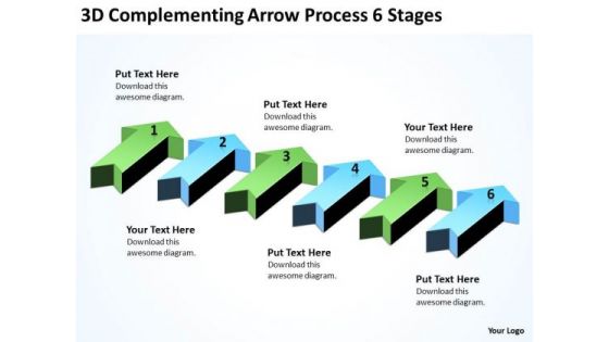 Parallel Processing Application 3d Complementing Arrow 6 Stages PowerPoint Templates