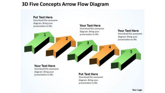 Parallel Processing Application 3d Five Concepts Arrow Flow Diagram PowerPoint Templates