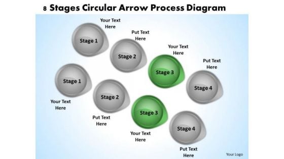 Parallel Processing Definition 8 Stages Circular Arrow Diagram PowerPoint Template