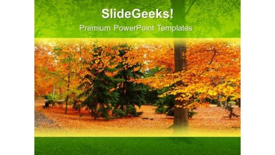 Park With Green And Yellow Tree PowerPoint Templates Ppt Backgrounds For Slides 0613