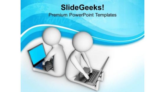 Partners Surfing On Internet PowerPoint Templates Ppt Backgrounds For Slides 0813