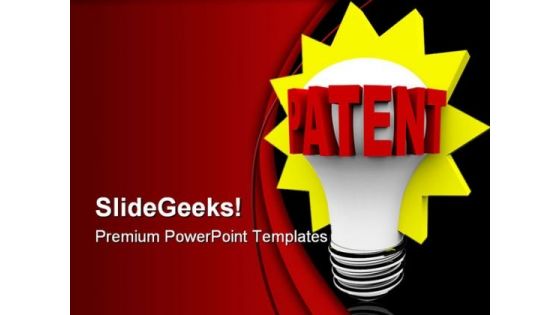 Patent Word On Light Bulb Business PowerPoint Themes And PowerPoint Slides 0411