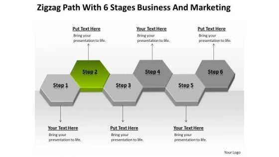 Path With 6 Stages Business And Marketing Year Plan Template PowerPoint Templates