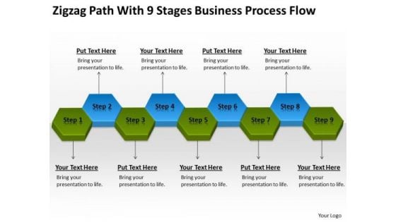 Path With 9 Stages Business Process Flow Ppt Company Plan PowerPoint Templates