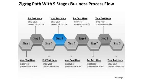Path With 9 Stages Business Process Flow Ppt Steps To Writing Plan PowerPoint Slides