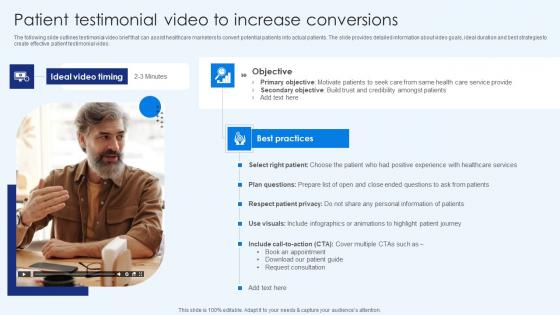 Patient Testimonial Video To Increase Conversions Healthcare Promotion Demonstration Pdf