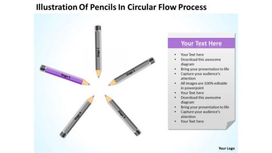Pencils In Circular Flow Process Ppt Business Proposal Template PowerPoint Slides