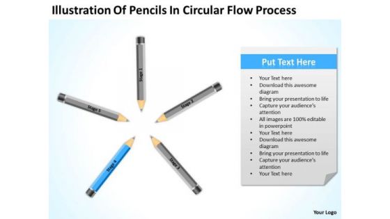 Pencils In Circular Flow Process Sample Small Business Plan PowerPoint Slides