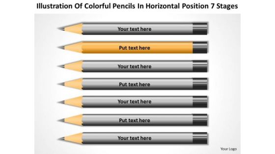 Pencils In Horizontal Position 7 Stages Ppt Examples Of Business Plan PowerPoint Templates