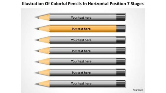 Pencils In Horizontal Position 7 Stages Ppt Examples Of Business Plan PowerPoint Templates