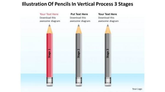 Pencils In Vertical Process 3 Stages Ppt Business Plan Writing PowerPoint Templates