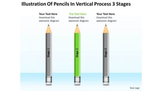 Pencils In Vertical Process 3 Stages Ppt Help Writing Business Plan PowerPoint Slides