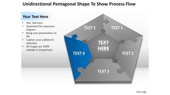 Pentagonal Shape To Show Process Flow Ppt Business Plan For Dummies PowerPoint Slides