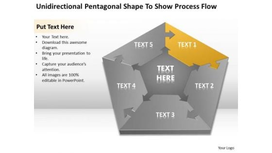 Pentagonal Shape To Show Process Flow Ppt Startup Business Plans PowerPoint Slides