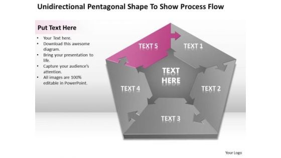 Pentagonal Shape To Show Process Flow Ppt Write Business Plan PowerPoint Slides