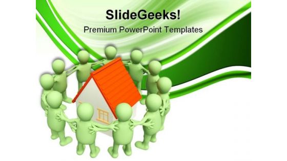 People Around Home Real Estate PowerPoint Templates And PowerPoint Backgrounds 0811