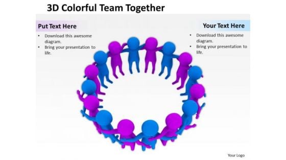 People Business 3d Colorful Team Together PowerPoint Slides