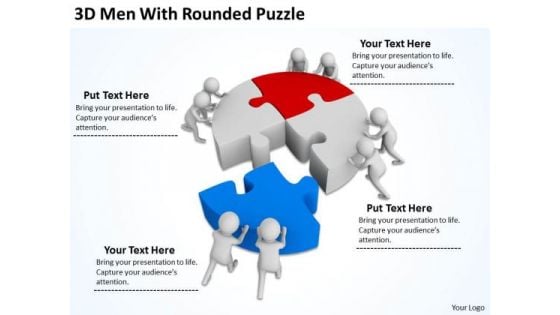 People Business 3d Men With Rounded Puzzle PowerPoint Templates Ppt Backgrounds For Slides