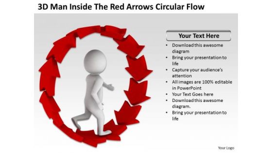 People Business Inside The Red Arrows Circular Flow PowerPoint Templates Ppt Backgrounds For Slides