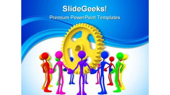 People Holding Hands Around Gears Industrial PowerPoint Themes And PowerPoint Slides 0411 People Holding Hands Around Gears Industrial PowerPoint Themes And PowerPoint Slides 0411