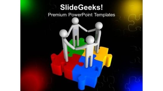 People Holding Hands On Puzzles PowerPoint Templates And PowerPoint Themes 1012