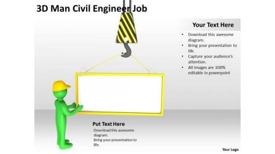 People In Business 3d Man Civil Engineer Job PowerPoint Templates