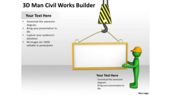 People In Business 3d Man Civil Works Builder PowerPoint Templates