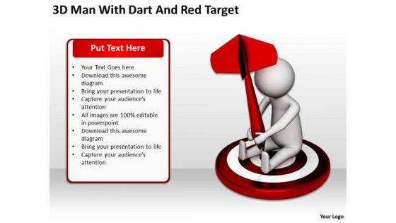 People In Business 3d Man With Dart And Red Target PowerPoint Templates