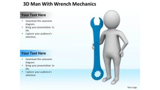 People In Business 3d Man With Wrench Mechanics PowerPoint Slides