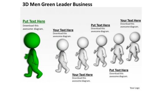 People In Business 3d Men Green Leader World PowerPoint Templates