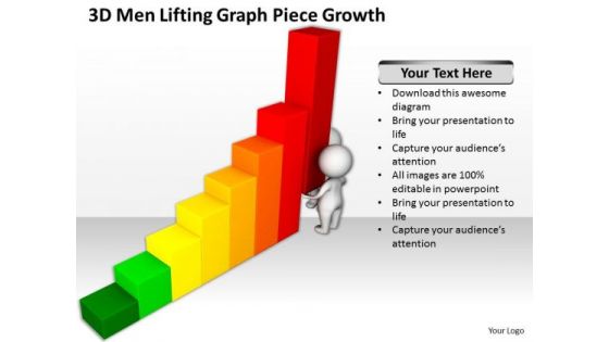 People In Business 3d Men Lifting Graph Piece Growth PowerPoint Templates