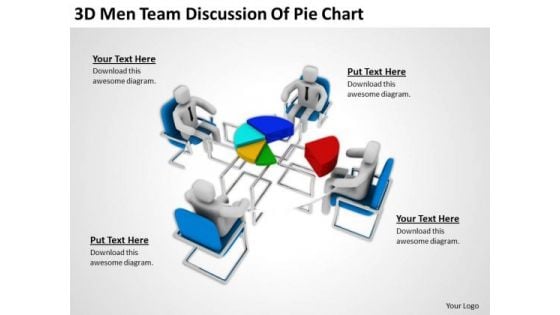 People In Business 3d Men Team Discussion Of Pie Chart PowerPoint Templates