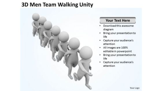 People In Business 3d Men Team Walking Unity PowerPoint Templates Ppt Backgrounds For Slides