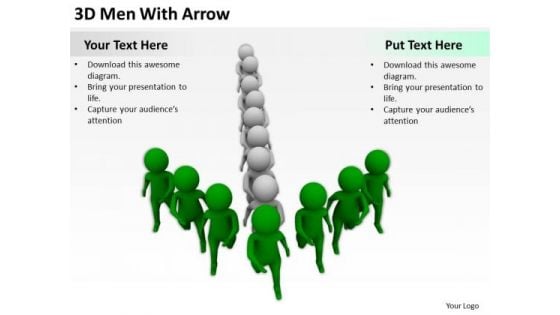 People In Business 3d Men With Arrow PowerPoint Templates