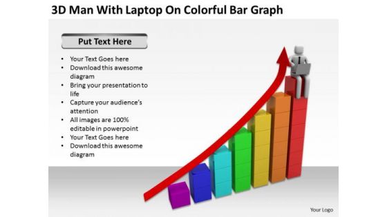 People In Business Laptop On Colorful Bar Graph PowerPoint Templates Ppt Backgrounds For Slides