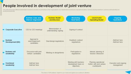 People Involved In Development Of Joint Venture Strategic Diversification Plan Designs PDF