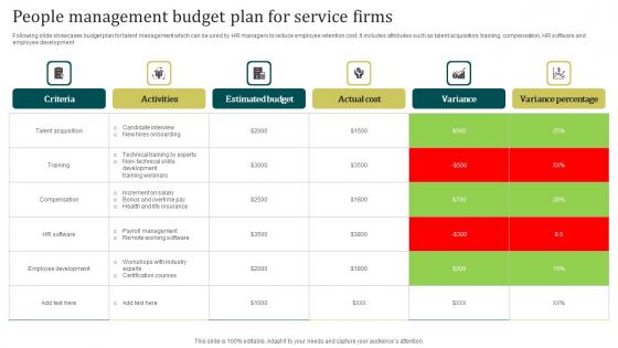 People Management Budget Plan For Service Firms Brochure Pdf