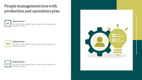 People Management Icon With Production And Operations Plan Template Pdf