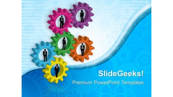 People Standing On Gears Industrial PowerPoint Templates And PowerPoint Themes 0412